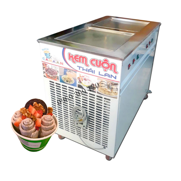 Máy làm kem cuộn Thái Lan chảo đôi 42cm - Ảnh 3