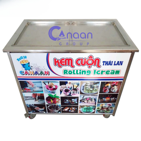 Máy làm kem cuộn Thái Lan chảo đôi 42cm - Ảnh 2