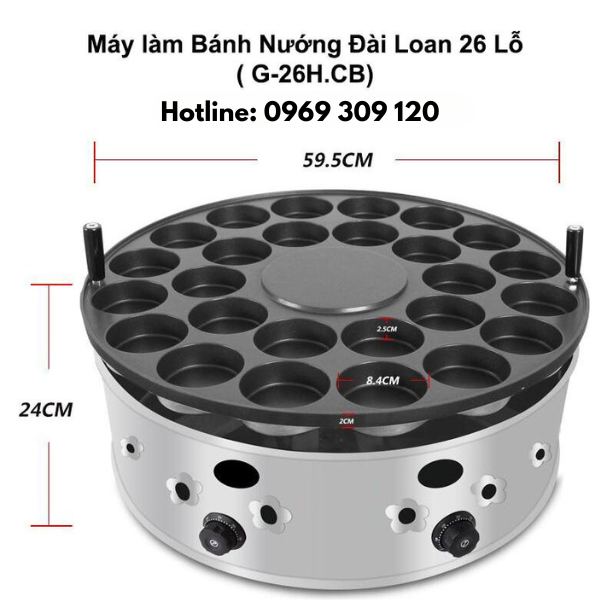 Máy bánh nướng Đài Loan chảo Gang 26 lỗ (Gas) - Ảnh 2
