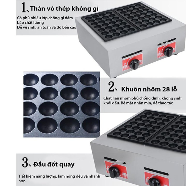 Máy Bánh Bạch Tuộc Takoyaki 56 Lỗ Dùng Điện - Ảnh 5