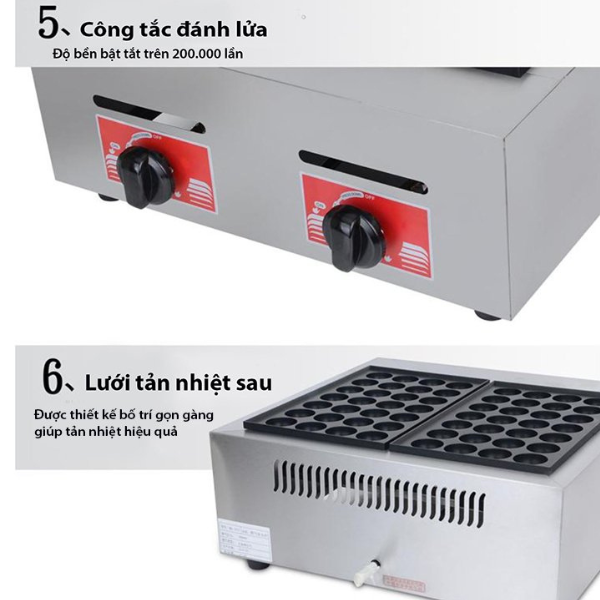 Máy Bánh Bạch Tuộc Takoyaki 56 Lỗ Dùng Điện - Ảnh 4