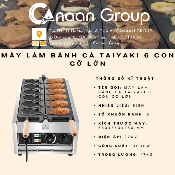 Máy Làm Bánh Cá Taiyaki 6 Con Cỡ Lớn - Ảnh 2
