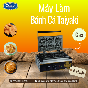 Máy làm bánh cá Taiyaki 6 khuôn dùng gas