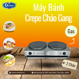 Máy làm bánh crepe chảo gang (2 chảo) dùng gas