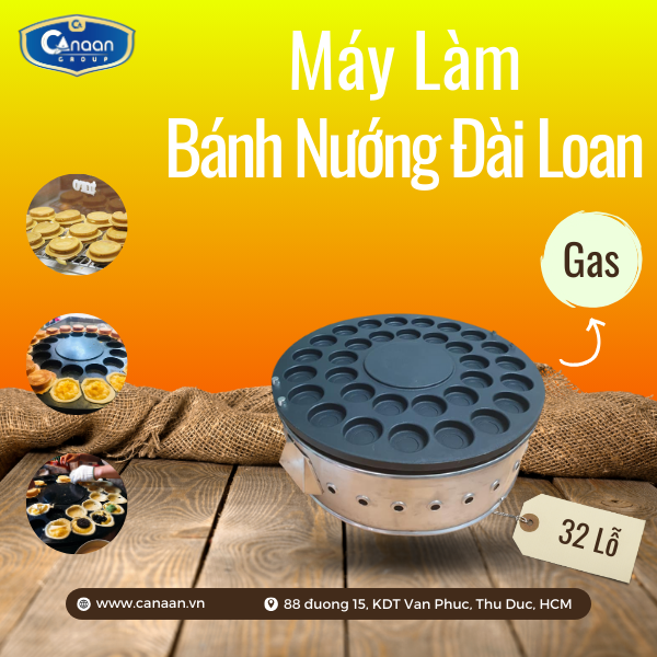 Máy bánh nướng Đài Loan chảo Gang 32 lỗ (Gas)
