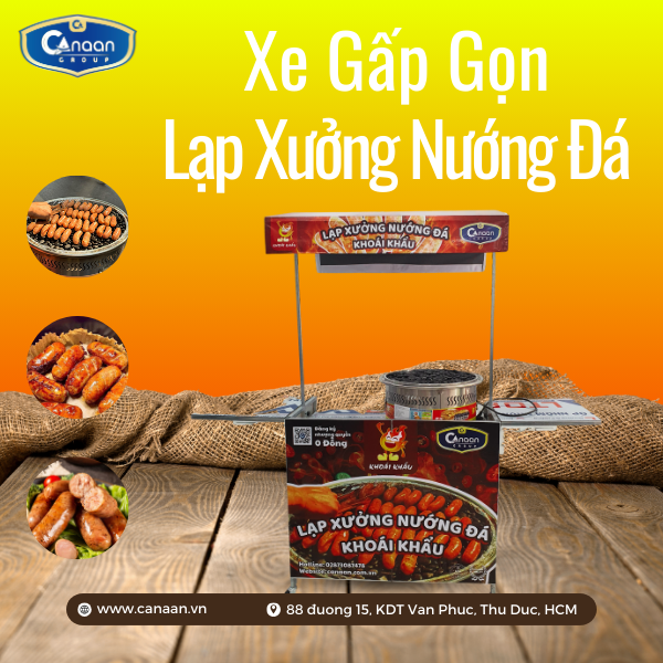 Xe Lạp Xưởng Nướng Đá Gấp Gọn