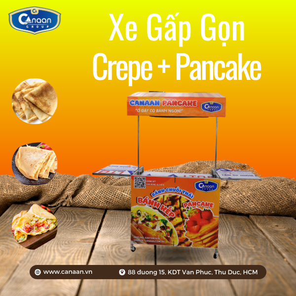 Xe Làm Bánh Crepe Thái + Pancake Gấp Gọn