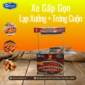 Xe Lạp Xưởng Nướng Đá + Trứng Cuộn Xúc Xích Gấp Gọn