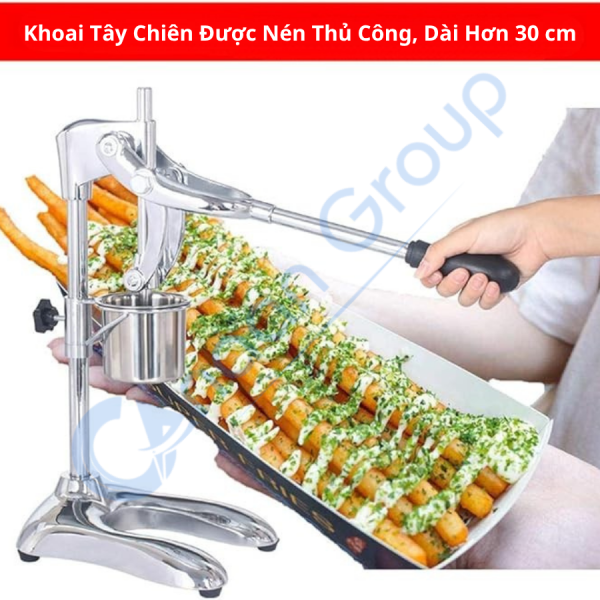 Máy Cắt Khoai Tây Vuông Sợi Dài đặt trên bàn bếp, sẵn sàng thao tác